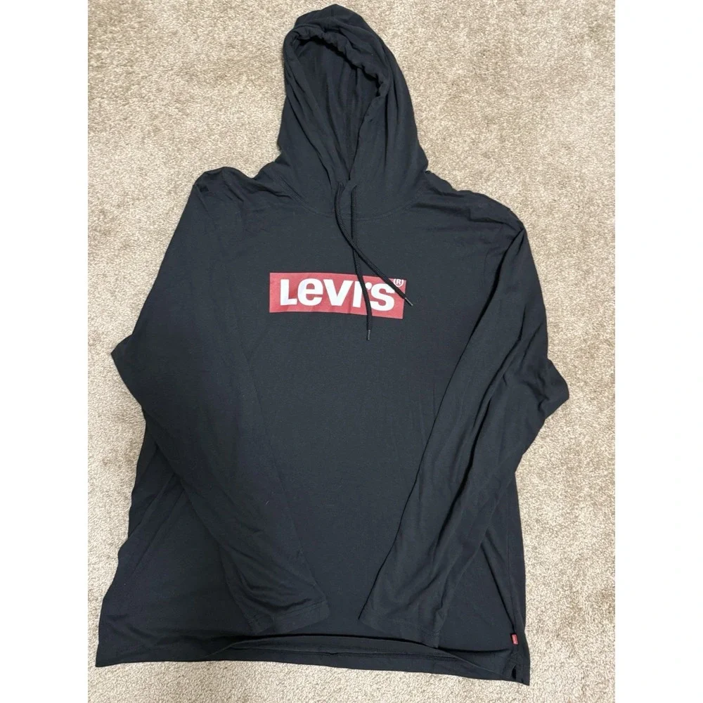 Levi's Black Graphic tshirt Hoodie men's XXL . E35